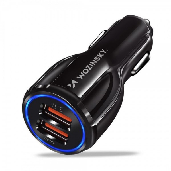 Wozinsky Φορτιστής Αυτοκινήτου 2 x USB QC3.0 3.1A – Μαύρο (WCC-02)