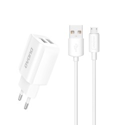 Dudao Φορτιστής 2x USB 5V / 2.4A + micro USB Καλώδιο – Λευκό (A2EU + Micro white)