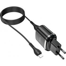 Hoco Φορτιστής 2 x USB 2.4A & Καλώδιο Lightning – Μαύρο (N4 Aspiring)