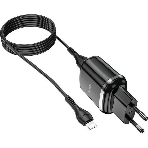Hoco Φορτιστής 2 x USB 2.4A & Καλώδιο Lightning – Μαύρο (N4 Aspiring)