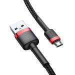 Baseus Cafule Durable Nylon Braided Καλώδιο USB σε Micro USB 2μ – Μαύρο - Κόκκινο (CAMKLF-C91)