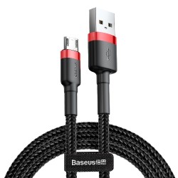 Baseus Cafule Durable Nylon Braided Καλώδιο USB σε Micro USB 2μ – Μαύρο - Κόκκινο (CAMKLF-C91)