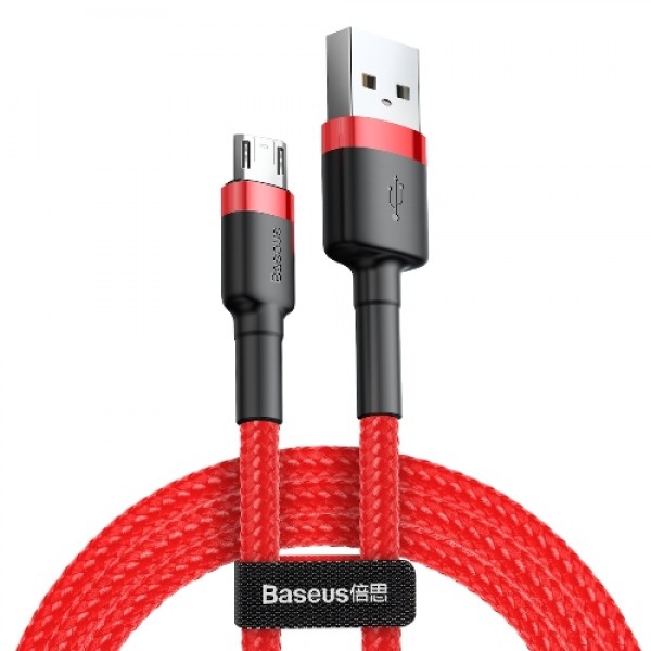 Baseus Cafule Durable Nylon Braided Καλώδιο USB σε Micro USB 2μ – Κόκκινο (CAMKLF-C09)