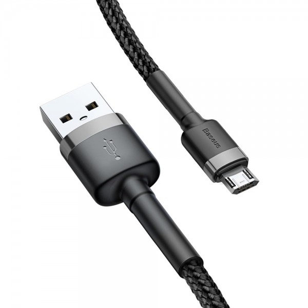 Baseus Cafule Durable Nylon Braided Καλώδιο USB σε Micro USB 3μ – Μαύρο - Γκρι (CAMKLF-HG1)