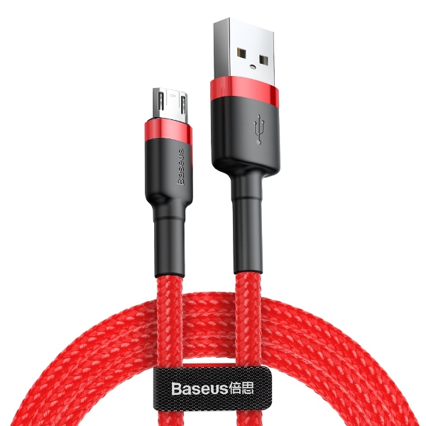 Baseus Cafule Durable Nylon Braided Καλώδιο USB σε Micro USB 1μ – Κόκκινο (CAMKLF-B09)