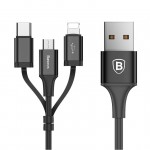 Baseus Excellent 3in1Καλώδιο USB σε micro USB - Lightning - Type C 1.2μ – Μαύρο (CA3IN1-ZY01)