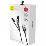 Baseus Excellent 3in1Καλώδιο USB σε micro USB - Lightning - Type C 1.2μ – Μαύρο (CA3IN1-ZY01)