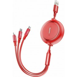 Baseus Golden Loop 3in1Καλώδιο USB σε micro USB - Lightning  - Type C  1.2μ – Κόκκινο (CAMLT-JH09)