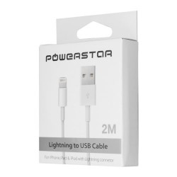 Powerstar Καλώδιο Δεδομένων Lightning Για Apple 2μ - Λευκό (Blister)