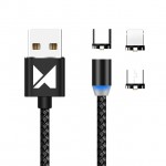 Wozinsky Μαγνητικό Καλώδιο USB σε micro USB - Lightning - Type C 1M – Μαύρο (WMC-01)