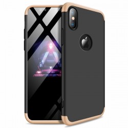 OEM 360ο Full Cover Case για Apple iPhone XS Max (logo hole) – Μαύρο - Χρυσό