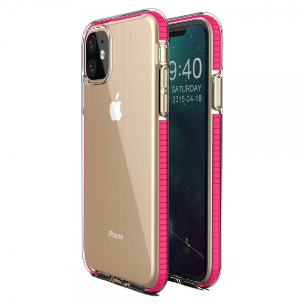 OEM TPU Spring Case clear για Apple iPhone 11 - Φούξια