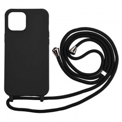 OEM Back Cover Με Κορδόνι Λαιμού για Apple iPhone 12 / 12 Pro - Μαύρο