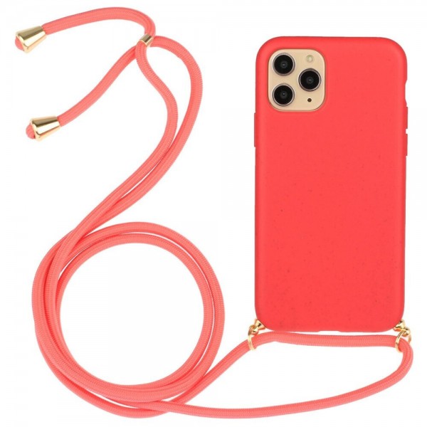 OEM Back Cover Με Κορδόνι Λαιμού για Apple iPhone 14 Pro - Κόκκινο