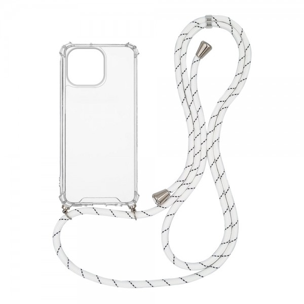 OEM Διαφανο Back Cover Με Κορδόνι Λαιμού για Apple iPhone 14 Pro Max - Λευκό