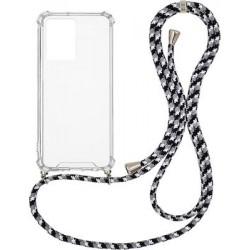 OEM Διαφανο Back Cover Με Κορδόνι Λαιμού για Apple iPhone 14 Pro - Μαύρο / White Stripes