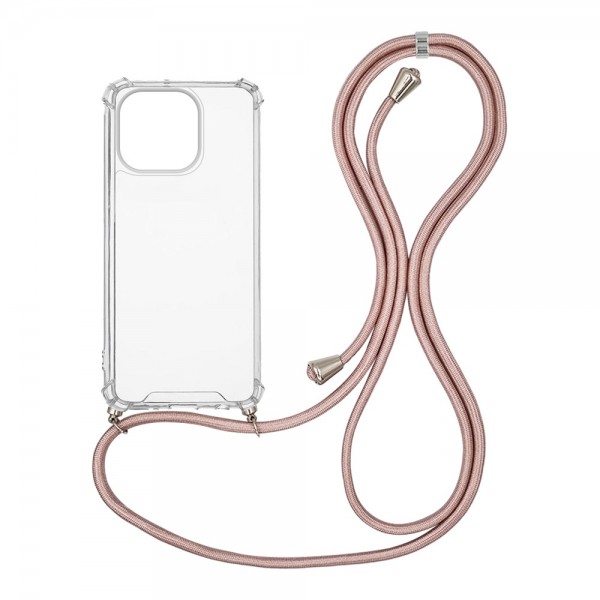 OEM Διαφανο Back Cover Με Κορδόνι Λαιμού για Apple iPhone 14 Pro - Ροζ