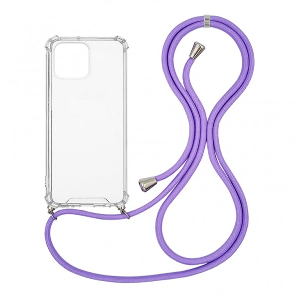 OEM Διαφανο Back Cover Με Κορδόνι Λαιμού για Apple iPhone 13 Pro Max - Μωβ