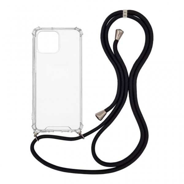 OEM Διαφανο Back Cover Με Κορδόνι Λαιμού για Apple iPhone 13 Pro Max - Μαύρο