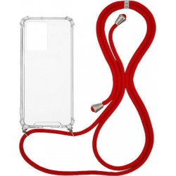 OEM Διαφανο Back Cover Με Κορδόνι Λαιμού για Apple iPhone 13 Pro - Κόκκινο