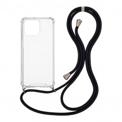 OEM Διαφανο Back Cover Με Κορδόνι Λαιμού για Apple iPhone 13 Pro - Μαύρο