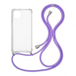 OEM Διαφανο Back Cover Με Κορδόνι Λαιμού για Apple iPhone 13 - Μωβ