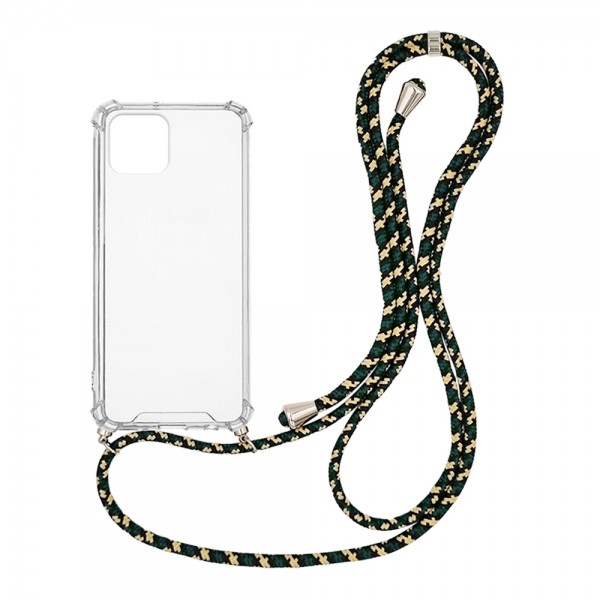 OEM Διαφανο Back Cover Με Κορδόνι Λαιμού για Apple iPhone 12 Pro Max - Μαύρο / Gold Stripes
