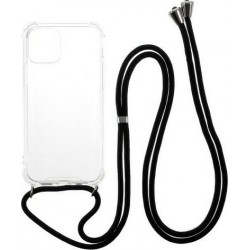 OEM Διαφανο Back Cover Με Κορδόνι Λαιμού για Apple iPhone 12 / 12 Pro - Μαύρο