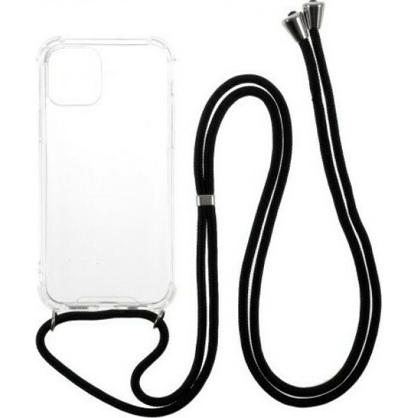 OEM Διαφανο Back Cover Με Κορδόνι Λαιμού για Apple iPhone 12 / 12 Pro - Μαύρο
