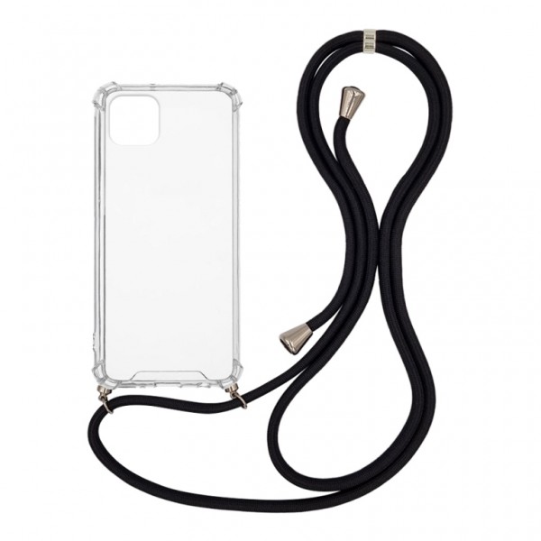 OEM Διαφανο Back Cover Με Κορδόνι Λαιμού για Apple iPhone 11 Pro Max - Μαύρο