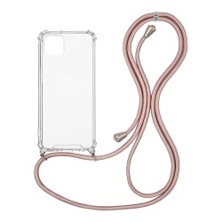 OEM Διαφανο Back Cover Με Κορδόνι Λαιμού για Apple iPhone X / Xs - Ροζ