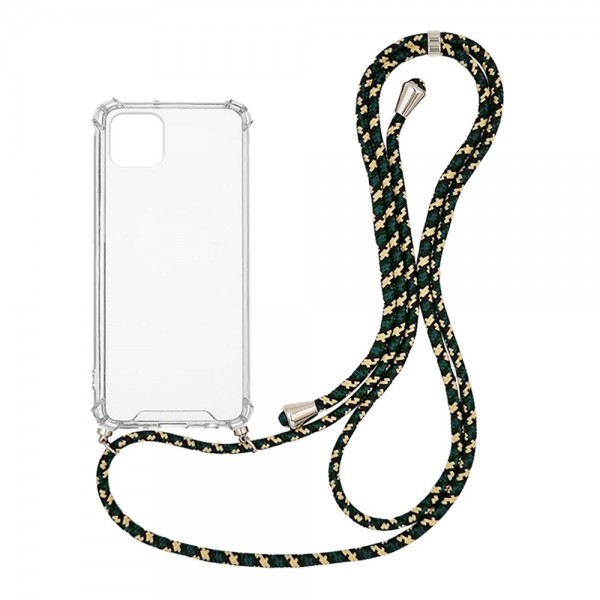 OEM Διαφανο Back Cover Με Κορδόνι Λαιμού για Apple iPhone X / Xs - Μαύρο / Gold Stripes