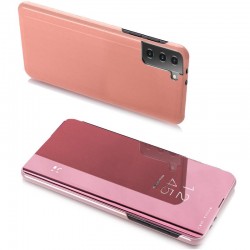 Oem Book Case Clear View για Samsung Galaxy S21 Ultra 5G - Ροζ