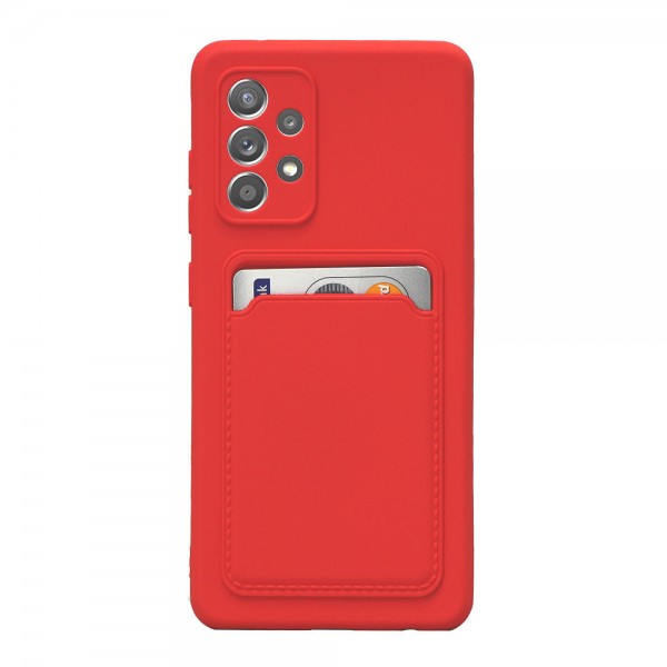 Oem Silicone Card Case για Samsung Galaxy A52 5G / A52 4G - Κόκκινο