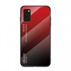 Oem Gradient Glass Durable Cover για Samsung Galaxy A41 - Μαύρο / Κόκκινο