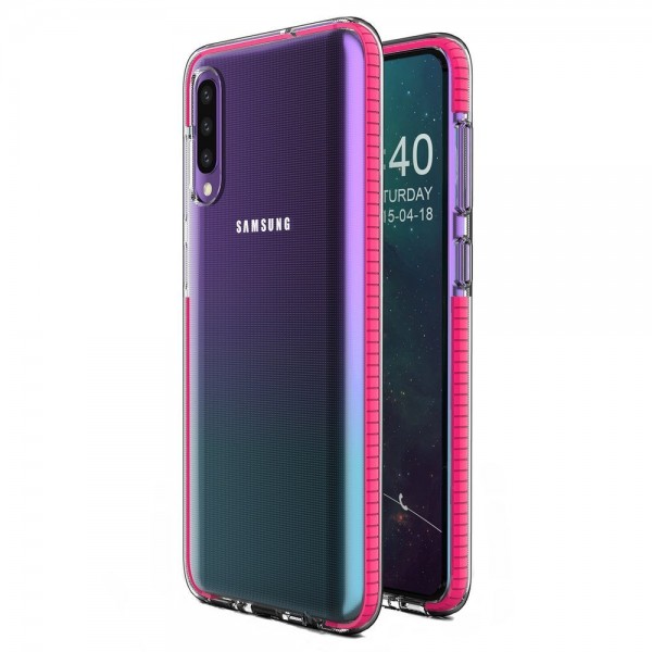 OEM TPU Spring Case clear για Samsung Galaxy A50 - Φούξια