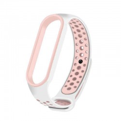 Ανταλλακτικό Λουράκι για Xiaomi Mi Band 5 Dots Λευκό - Ροζ