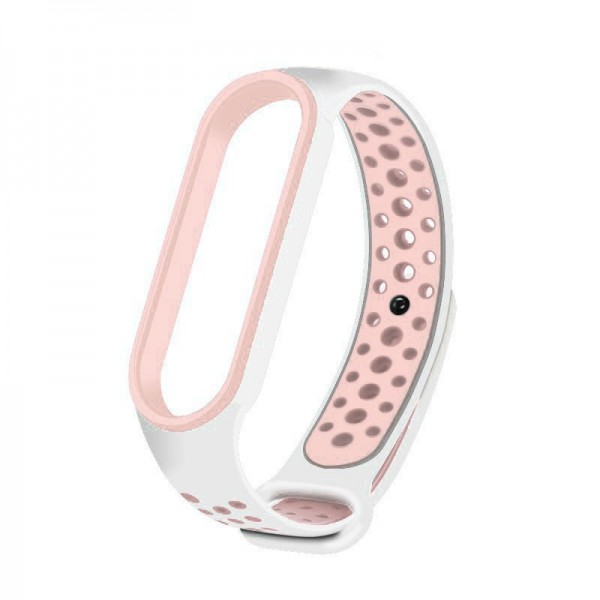 Ανταλλακτικό Λουράκι για Xiaomi Mi Band 5 Dots Λευκό - Ροζ