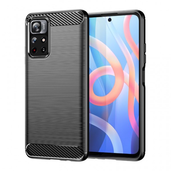OEM Brushed Carbon Back Cover για Xiaomi Redmi Note 11 / 11S 4G - Μαύρο