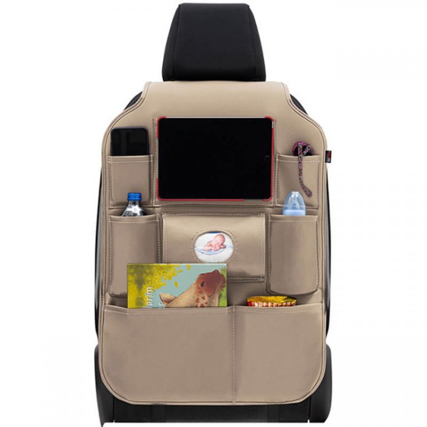Auto Gs Θήκη Οργάνωσης - Organizer Πλάτης Καθίσματος Αυτοκινήτου Otom Exclucive Από Τεχνόδερμα Μπεζ 77,5cm x 49cm Universal 1 Τεμάχιο ORG-102
