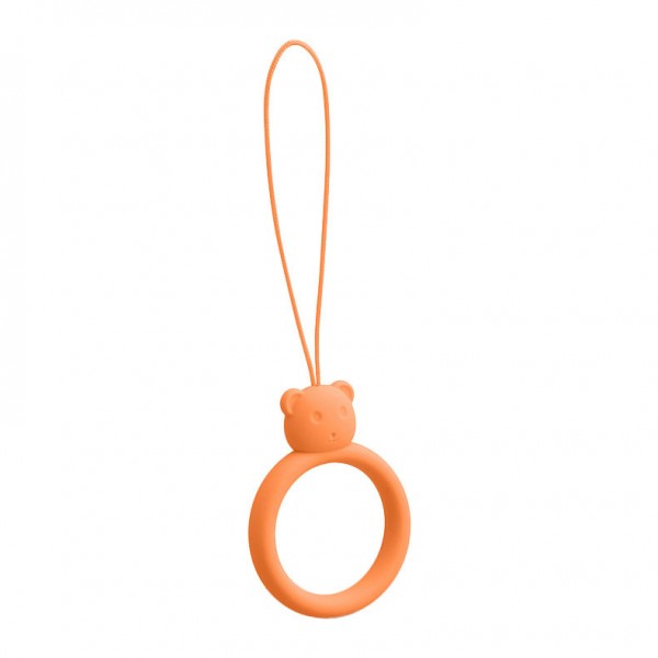 Silicone phone lanyard Bear ring – Orange