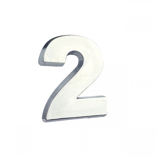 Auto Gs Αυτοκόλλητο Γράμμα Χρωμίου 3D "2" 2.7x2.5cm 1 Τεμάχιο