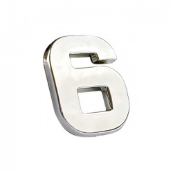 Auto Gs Αυτοκόλλητο Γράμμα Χρωμίου 3D "6" 2.7x2.5cm 1 Τεμάχιο