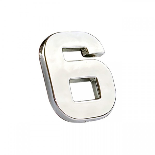 Auto Gs Αυτοκόλλητο Γράμμα Χρωμίου 3D "6" 2.7x2.5cm 1 Τεμάχιο