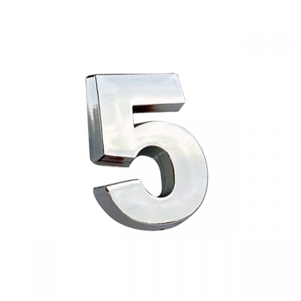 Auto Gs Αυτοκόλλητο Γράμμα Χρωμίου 3D "5" 2.7x2.5cm 1 Τεμάχιο