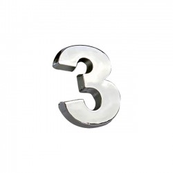 Auto Gs Αυτοκόλλητο Γράμμα Χρωμίου 3D "3" 2.7x2.5cm 1 Τεμάχιο