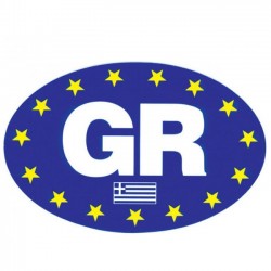 Auto Gs Αυτοκόλλητο Σήμα "GR" Οβάλ Μπλε Με Αστέρια Απλό 17x11cm 1Τμχ