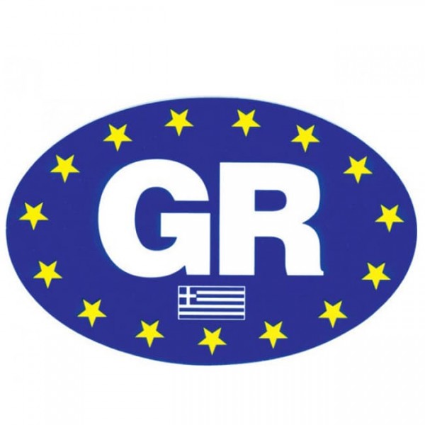 Auto Gs Αυτοκόλλητο Σήμα "GR" Οβάλ Μπλε Με Αστέρια Απλό 17x11cm 1Τμχ