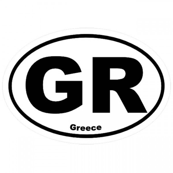 Auto Gs Αυτοκόλλητο Σήμα "GR" Απλό Οβάλ Λευκό Με Μαύρο 17x11cm 1Τμχ