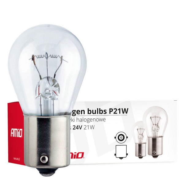 AMiO Λάμπες Αυτοκινήτου P21W Αλογόνου 24V 21W 10τμχ (01006)